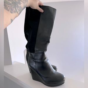 Below the knee boots wedge